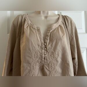 Nine West Beige Women's Blouse with Embroidery Y2K size XXL